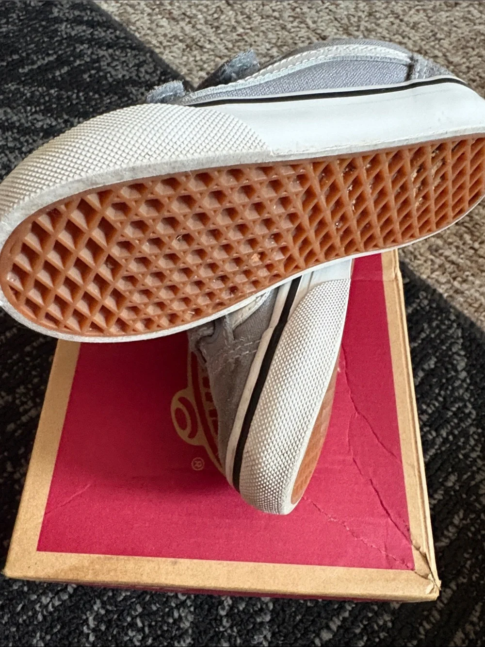 Vans Kids toddler Gray Suede Velcro Sneakers